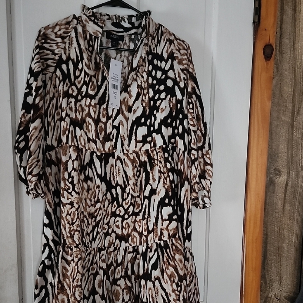 MSK Black and Brown Animal Print Blouse